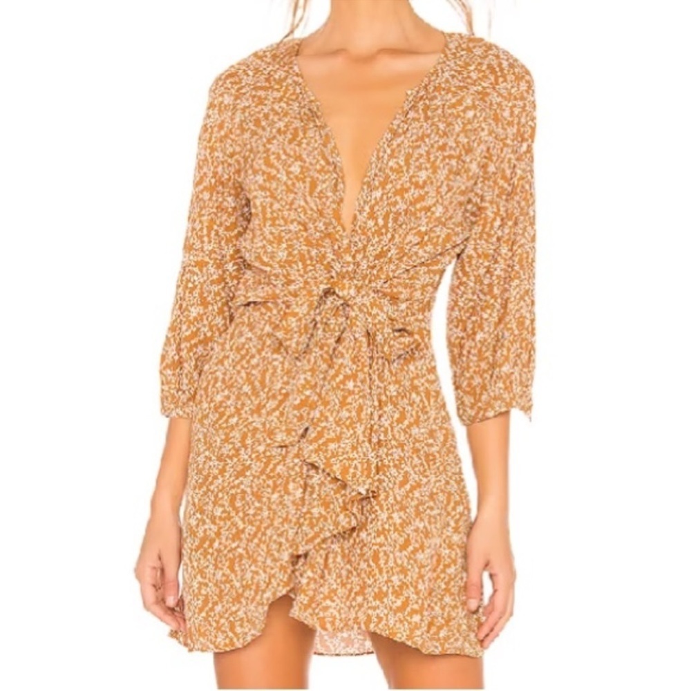Free People Mustard Floral Mini Dress